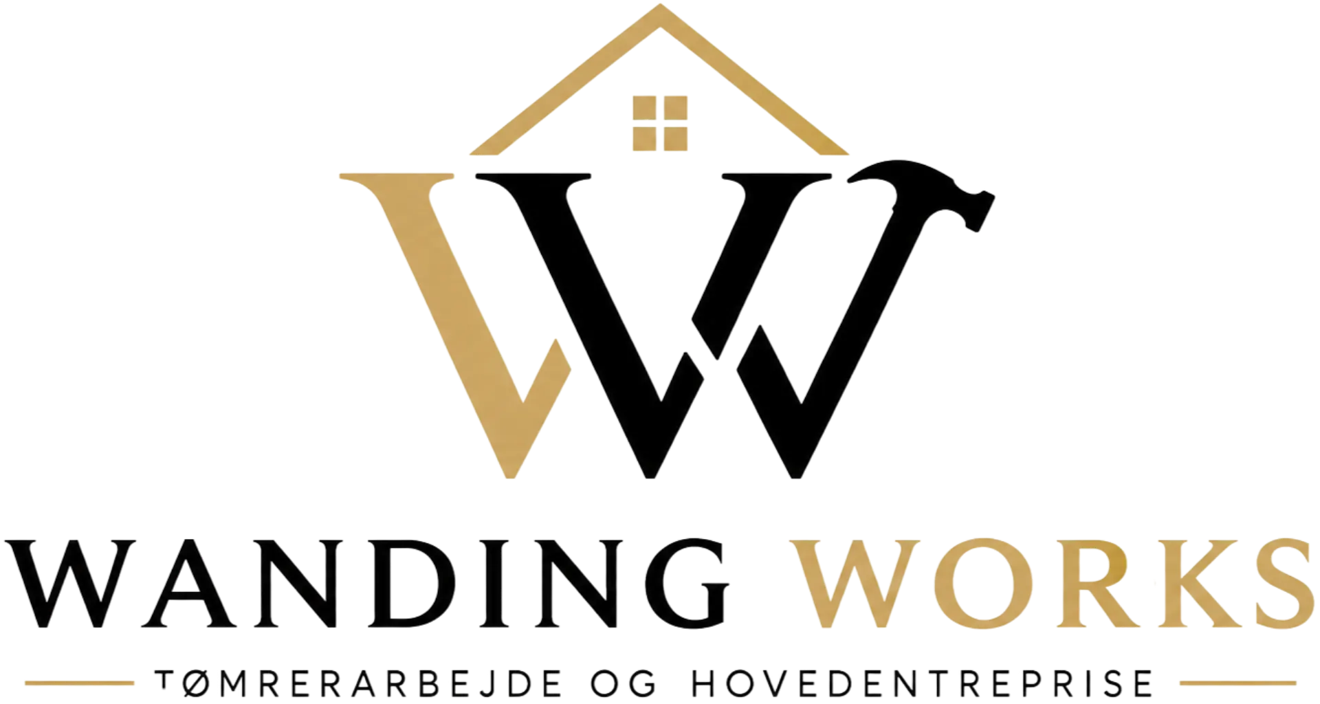 Wanding Works logo med husdesign og tekst, dansk taglinje.